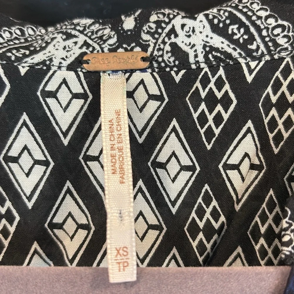 Free People High Low Mixed Print Paisley Geometric Tunic Midi Dress Size XS